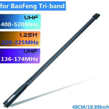 ABBREE Tri-tasma 144/222 / 435 Baofeng BF-R3 UV-82T UV-5RX3 UV-82X3,BTECH UV-5x3 son Telkie Radio uchun MGts taktik Antenna