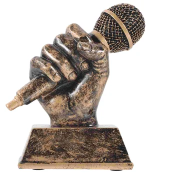 Musiqa Trophy Karaoke Singing Mikrofon Haykaltaroshlik Mukofotlari Qatronlar Dekor Hunarmandchilik Trophies