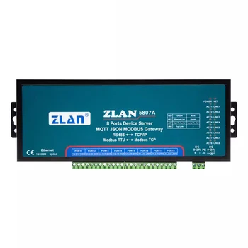 Sanoat IoT moduli ZLAN5807A 8 portlari RS485 seriyali Server Ethernet Modbus RTU uchun TCP shlyuzi MQTT