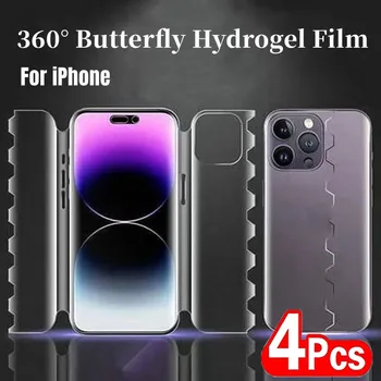 4pcs iPhone uchun Butterfly Hydrogel Film 14 11 pro Max 14 plus iPhone uchun to'liq qopqoq ekran himoyachi 12 13 Pro Max mini Film