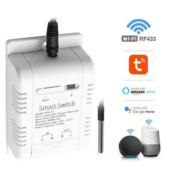 Rf433 aqlli termostat Real vaqtda Monitor Tuya Smart DS18B20 harorat sensori 16a ovozli boshqaruv