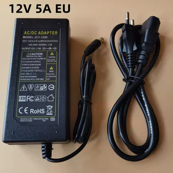EU/AQSh / UK 12V 5A quvvat manbai AC 5050 3528 5630 RGB LED tasmasi uchun DC adapteriga