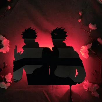 Devor dekorasi Anime siluet nuri Jujutsu Kaisen Satoru Gojo X Kakashi uyni bezatish uchun tungi yorug'lik yotoq xonasi devor yoritgichi Manga