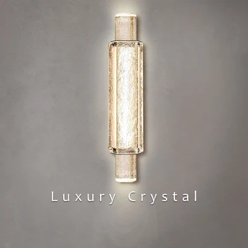 Yotoq xonasi yotoq xonasi uchun zamonaviy hashamatli kristalli LED devor lampalari fon koridori dizayni Oltin dekorativ devor chiroqlari