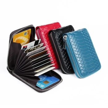 Ayollar biznes PU teri hamyon ID kredit karta sohibi Handbag Multi Card sigir tanga hamyon ilon namuna Zipper Organ Bag