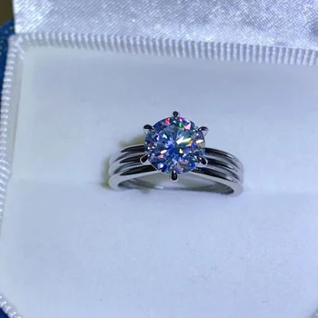 2CT Moissanite Diamond Ring D rang olti tirnoq Fashion zargarlik ayol 925 kumush Sevishganlar hashamatli sovg'a jalb qilinishi taklif