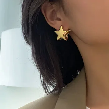 Koreys modasi Minimalist Yulduzli halqa Sirg'alari Vintage Shirin salqin Pentagram quloqlari ayollar uchun quloq uzuklari partiyasi zargarlik buyumlari