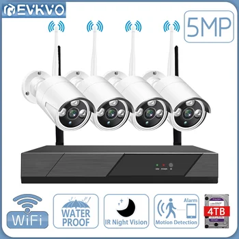 EVKVO 5MP 8ch simsiz CCTV tizimi 1920p ochiq suv o'tkazmaydigan ip xavfsizlik kamerasi Audio yozuv P2P Video Kuzatuv to'plami