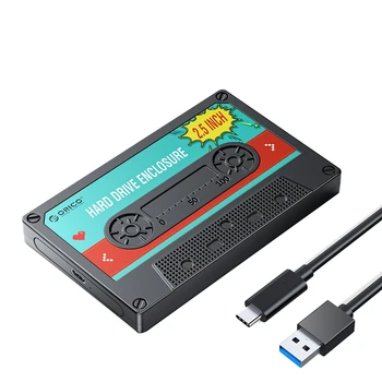 Orico 2.5 dyuymli qattiq disk korpusi SATA-dan USB3.0 tashqi qattiq disk qutisi 6GBPS type-C HDD sumkasi bilan DIY stikeri bardoshli qora