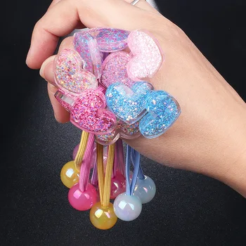 2pcs / Set Candy Color Ball Star Heart kauchuk bantlari bolalar elastik soch arqon tasmasi Ponytail ushlagichi Qizlar bolalar soch aksessuarlari