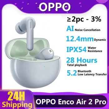 Original OPPO Enco Air 2 Pro haqiqiy simsiz Bluetooth eshitish vositasi faol shovqinni bekor qiluvchi simsiz minigarnituralar Sport 28h batareya IP54