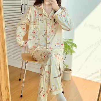 Sanrios Anime Kavayi Kuromi My Melody Cinnamoroll Cute ins Minimalist kardigan Bahor va kuzgi kundalik uy kiyimi pijama to'plami