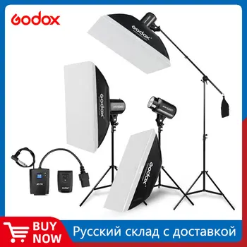 Godox E250 Strobe Studio Flash Light Kit 750 Vt fotografik yoritish - stroblar, yorug'lik stendlari, Triggerlar, yumshoq quti,bom qo'l
