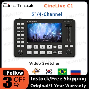 Cinetreak CINELIVE C1 5 dyuymli 4 kanalli Video almashtirgich to'liq HD ekranli jonli Video mikser PTZ kamerani boshqarish yozuvi yangi oqim