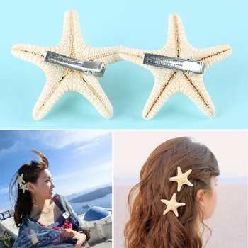 1/2 Dona Ayollar Qizlar Elegant Starfish Sea Star Hairpins Lady Fashion Soch Kliplar Qizlar Yozgi Beach Barrettes Soch Aksessuarlari
