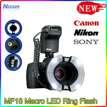 Nissin MF18 so'l LED halqali Flash Speedlite TTL, SONY / NIKON / Canon DSLR kamerasi uchun Stomatologik shifoxona uchun LED Af yordamchi chiroq bilan